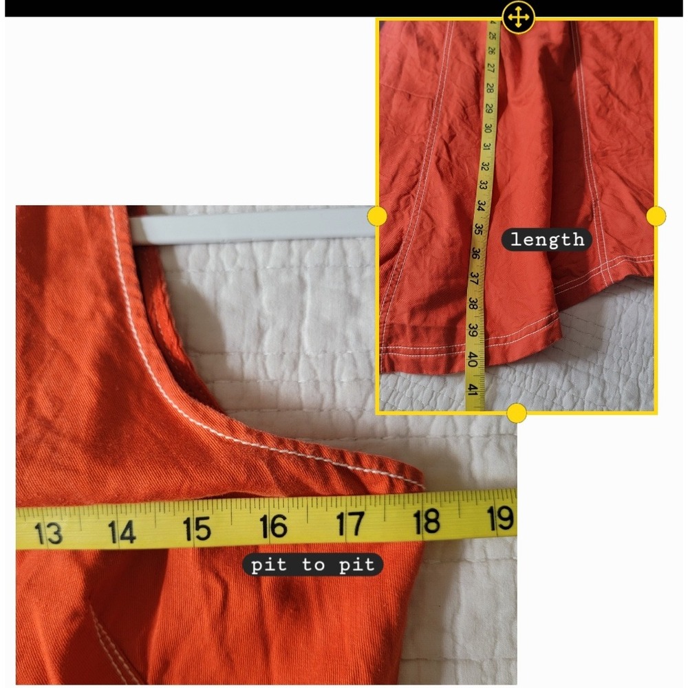 Maeve Orange-Red Cotton Linen Bileu Asymmetrical A-Line Summer Dress Size 6 - Picture 6 of 12